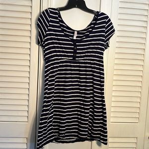 Vintage xhilaration navy and white horizontal stripe dress